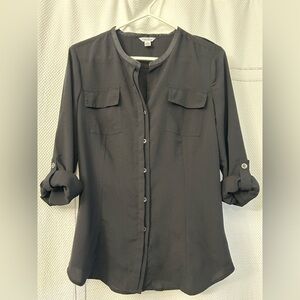 Calvin Klein Black Button Front Blouse – Size Medium